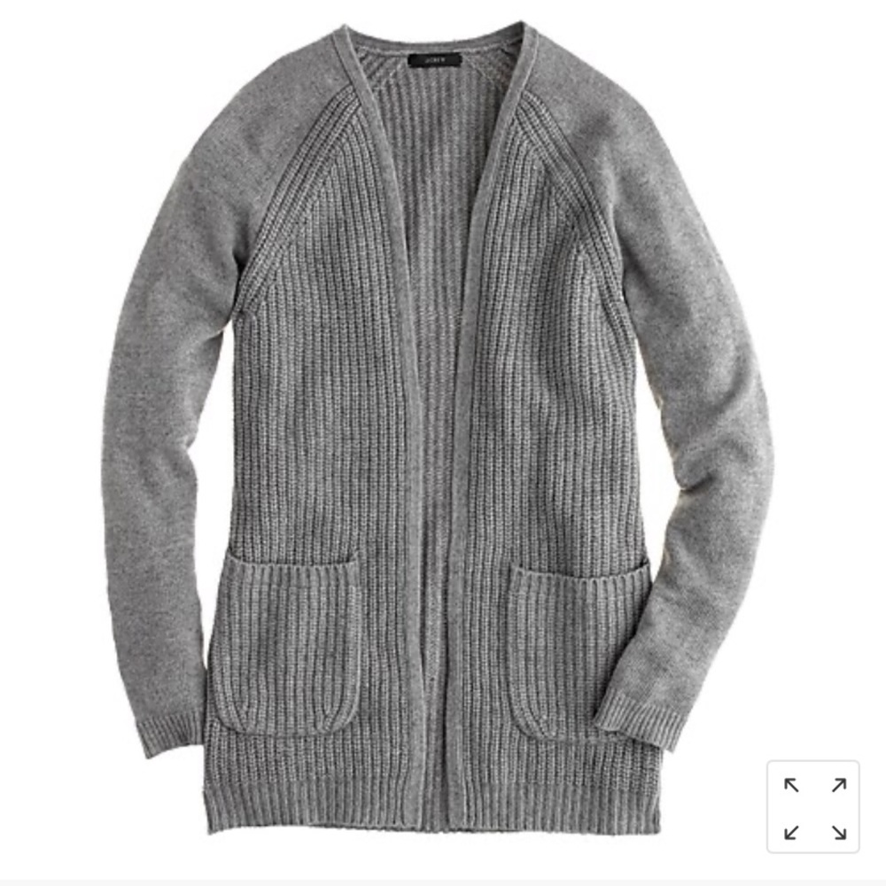 J. Crew Grey Lambswool Open Cardigan